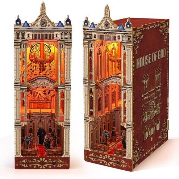 Diy Book Nook Kit With Led Light,Book Nook Miniature Kit For Bookshelf Insert D